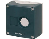 Elfin Push-button enclosure, 1 hole Ø 22, black, 85x85x60